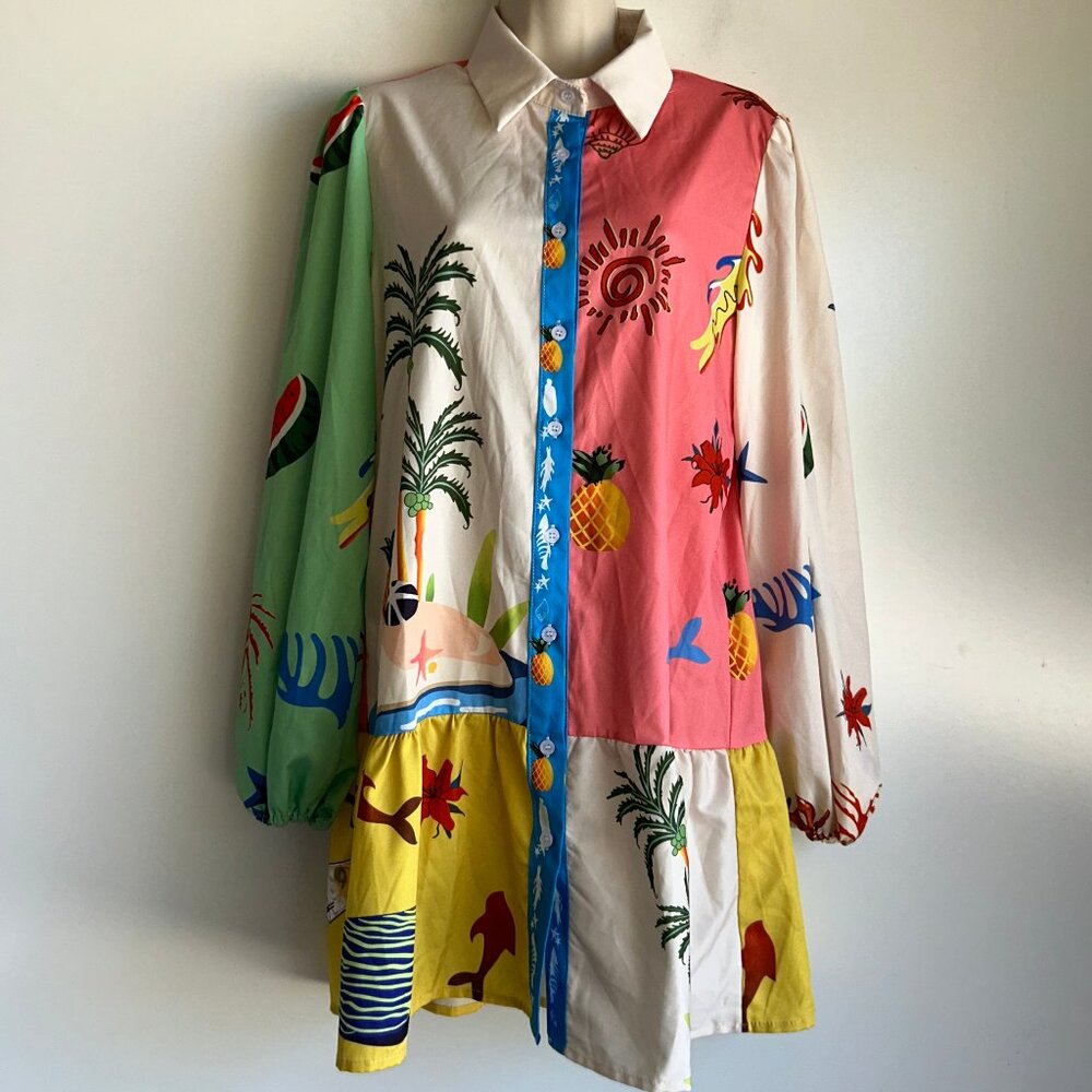 SUNDAY UP Mini Shirt Dress Size Medium